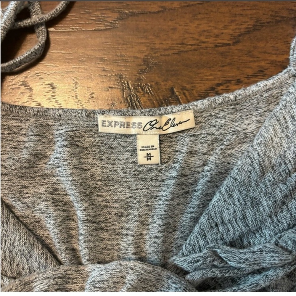 Express Medium Gray Ruffle Romper - Picture 3 of 3